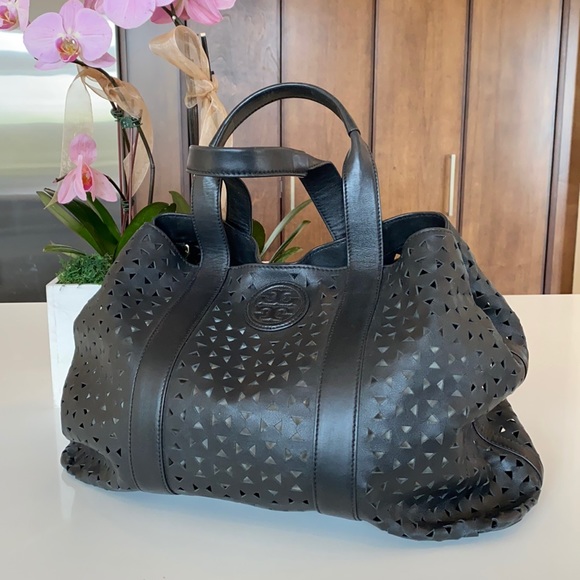 Tory Burch Handbags - Tory Burch Monogram T Leather Laser-Cut Tote Bag